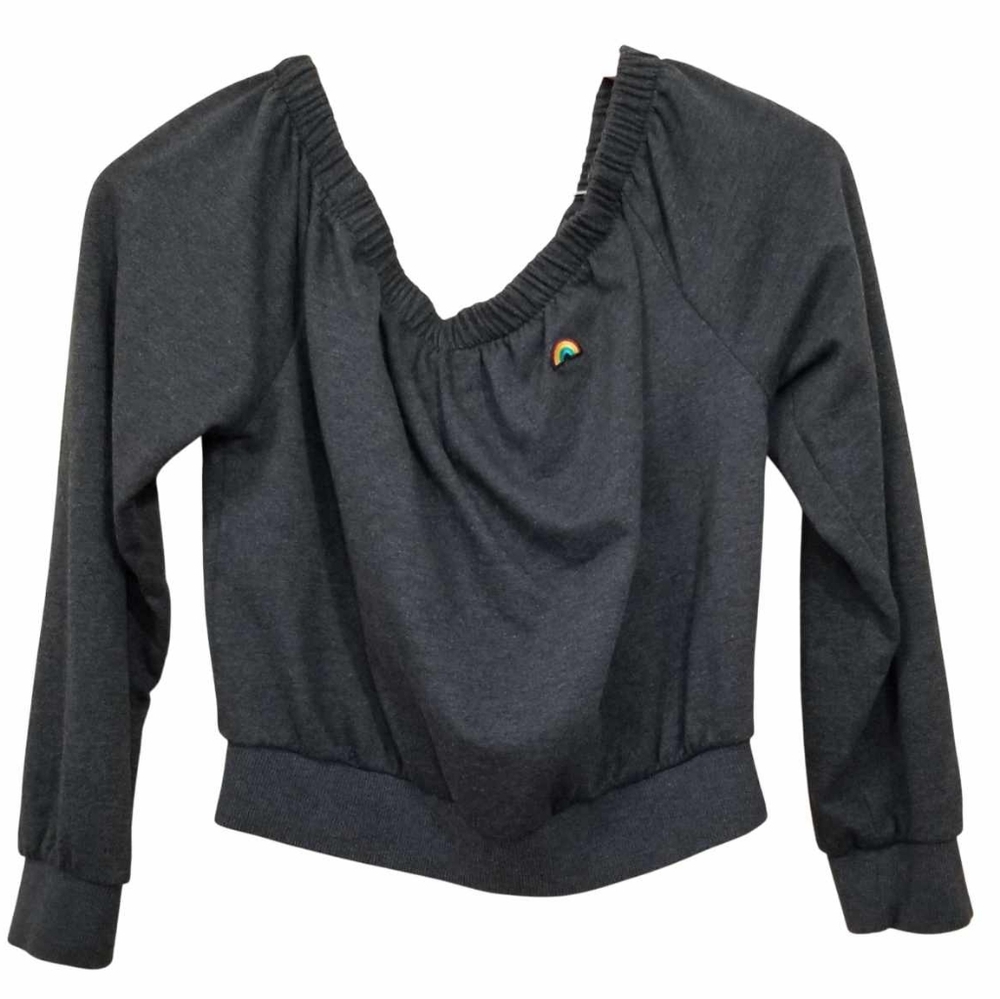 Spiritual Gangster Black Off-Shoulder Crop Top Size Medium